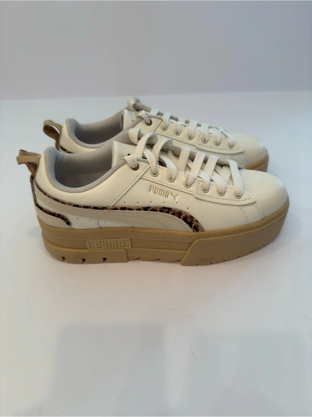PUMA Mayze UT Leo Platform Sneakers White Leopard - NWOT Excellent Condition 9.5